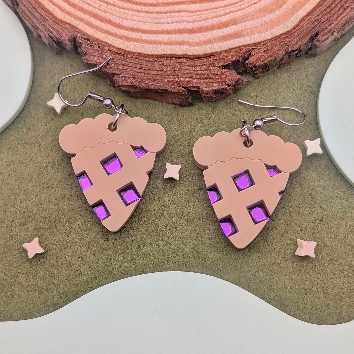 Blueberry Pie Slice Earrings