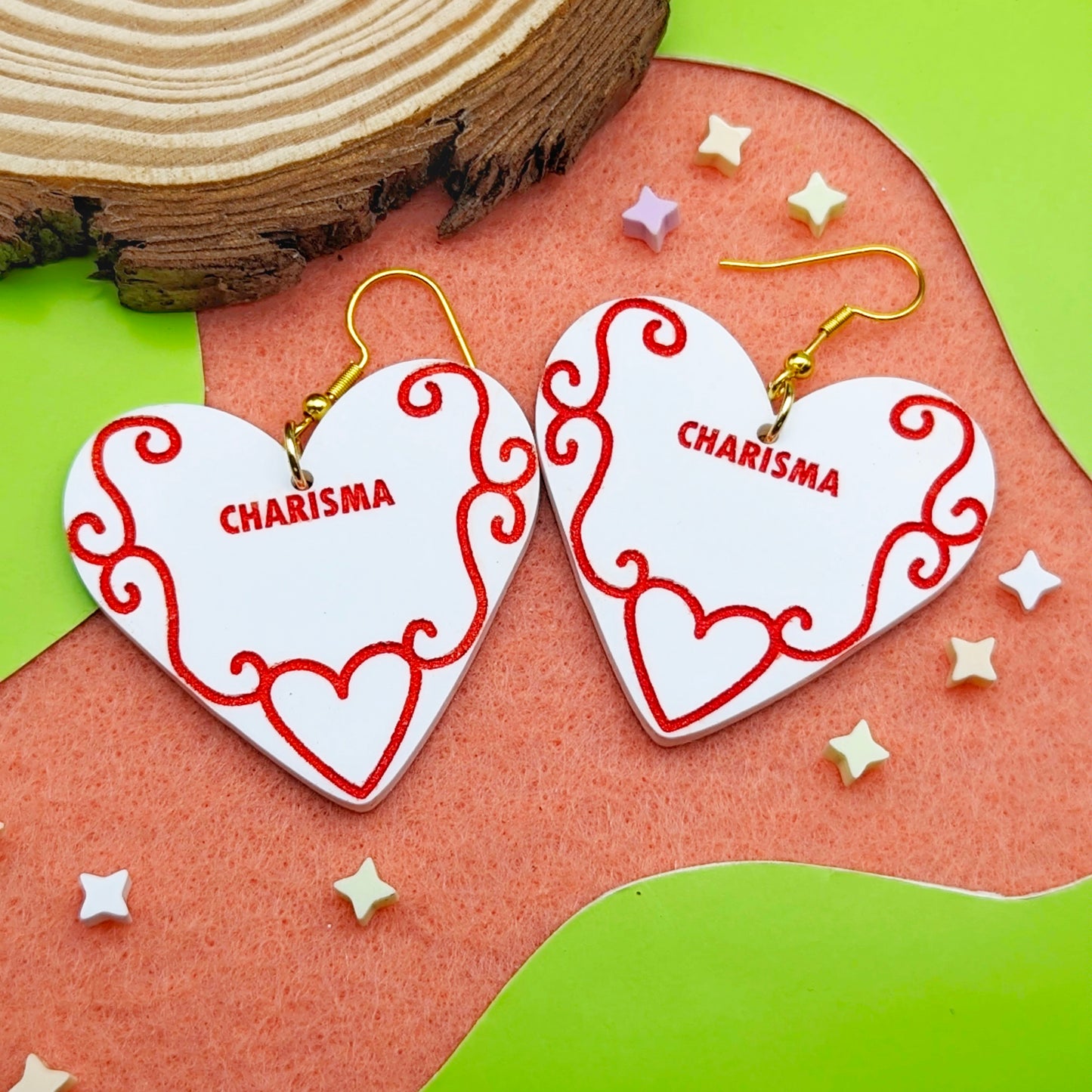 Charisma Heart RPG Stat Earrings