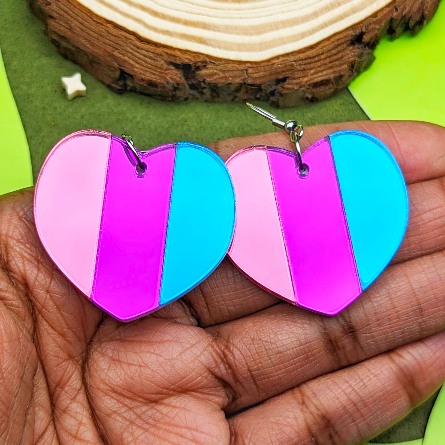 Bi Flag Heart Pride Earrings