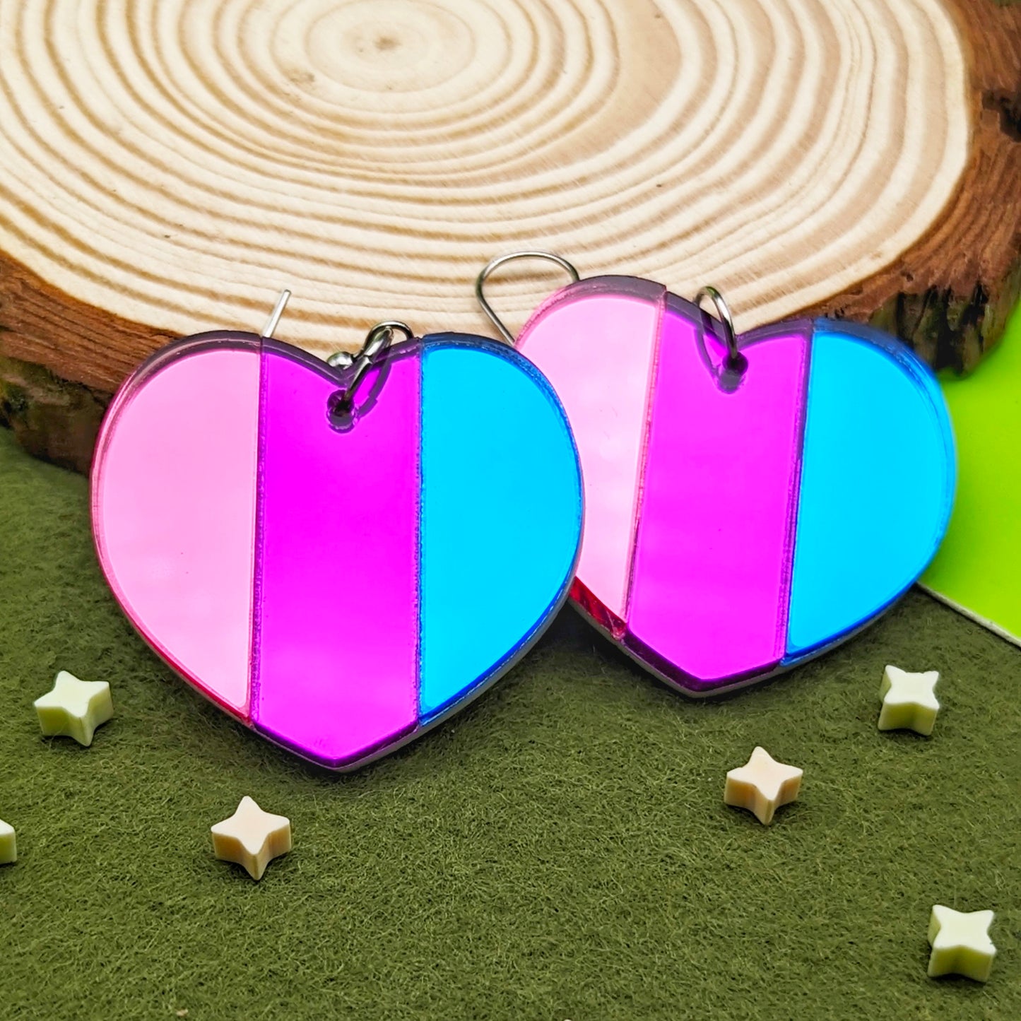 Bi Flag Heart Pride Earrings