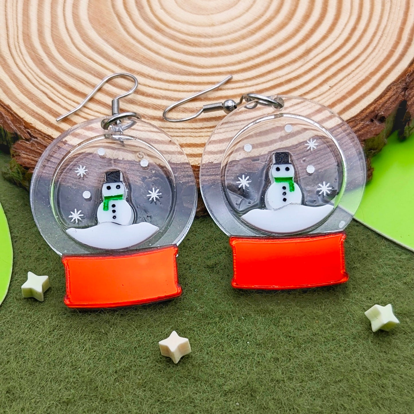 Snow Globe Handmade Earrings