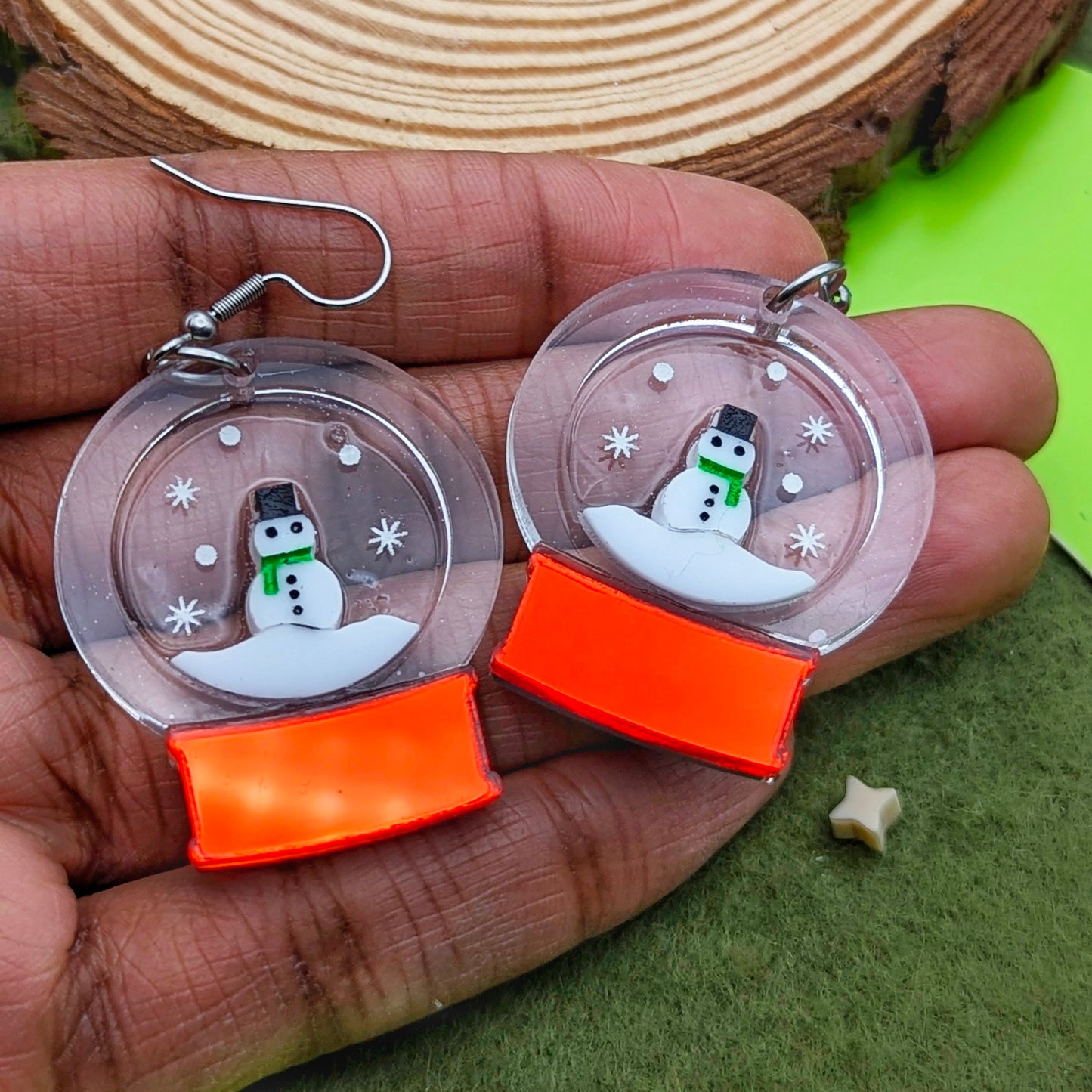 Snow Globe Handmade Earrings