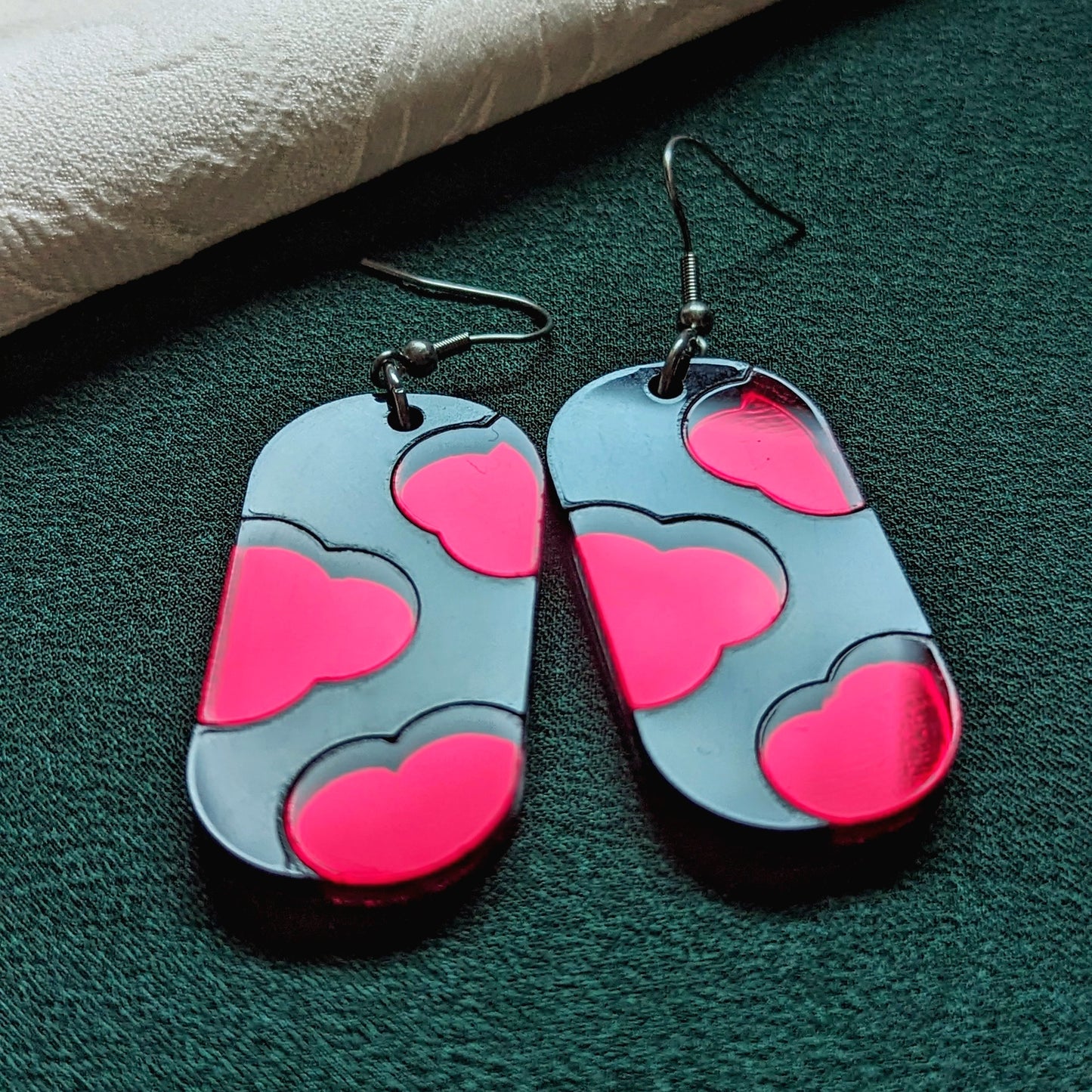 Red and Black Cloud Dangle Earrings