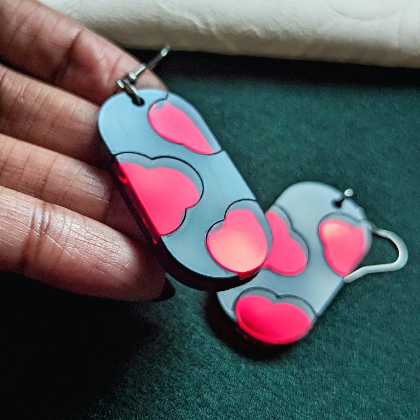 Red and Black Cloud Dangle Earrings