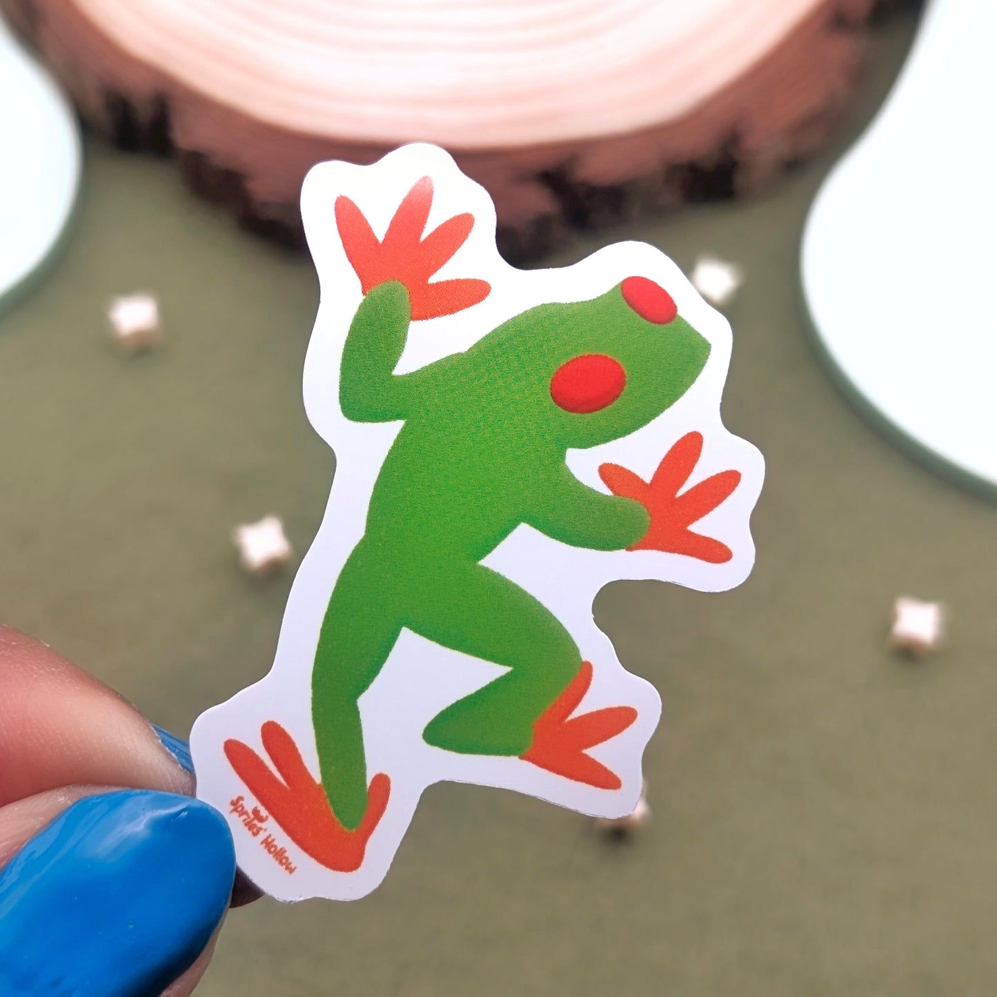 Green Tree Frog Vinyl Sticker