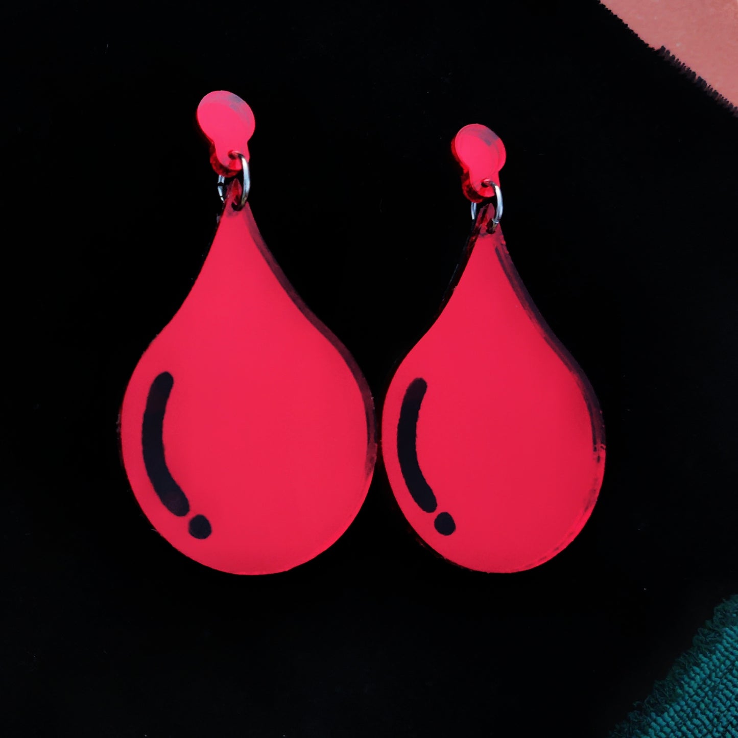 Blood Drop Red Statement Earrings
