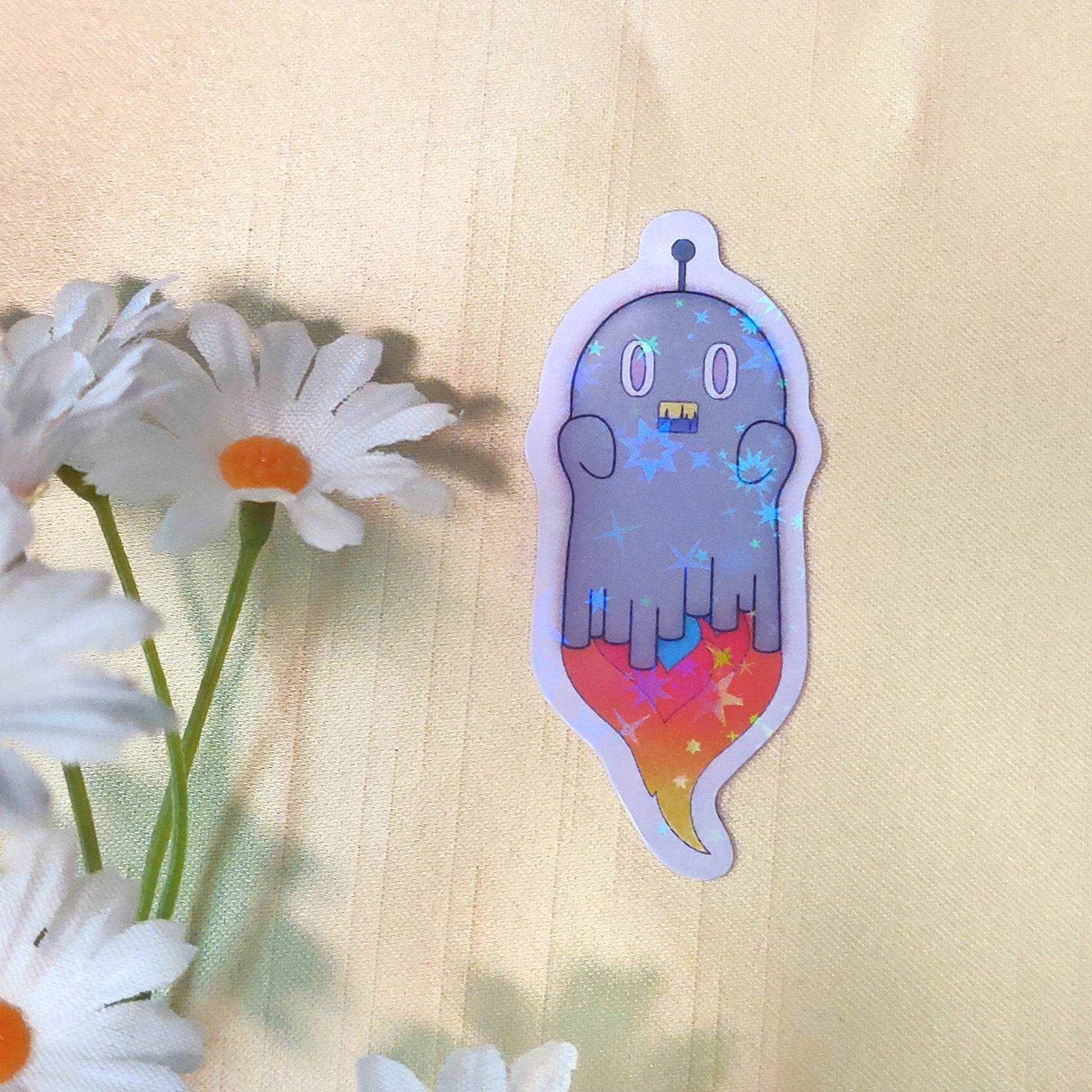 Robot Ghost Holographic Star Sticker