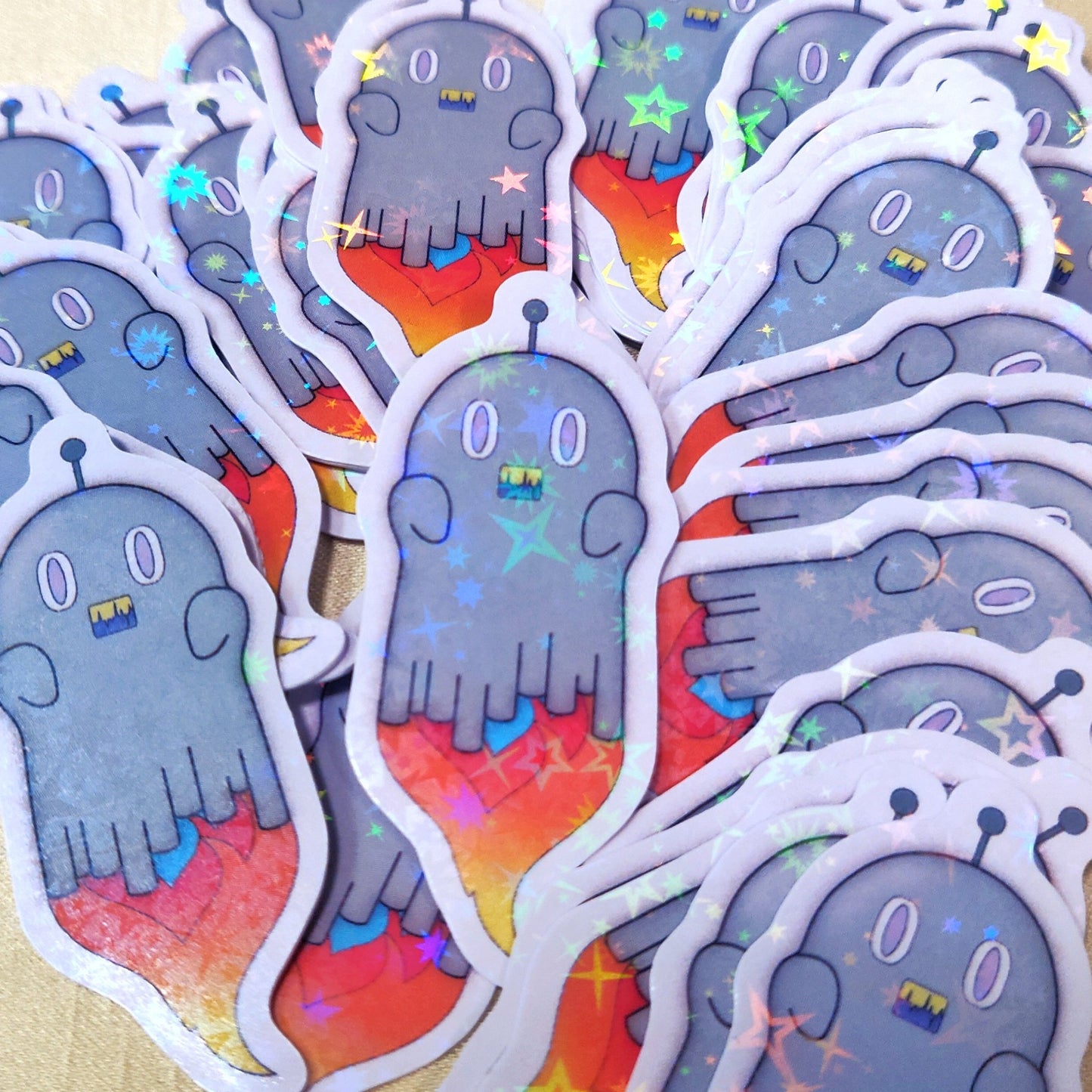 Robot Ghost Holographic Star Stickers
