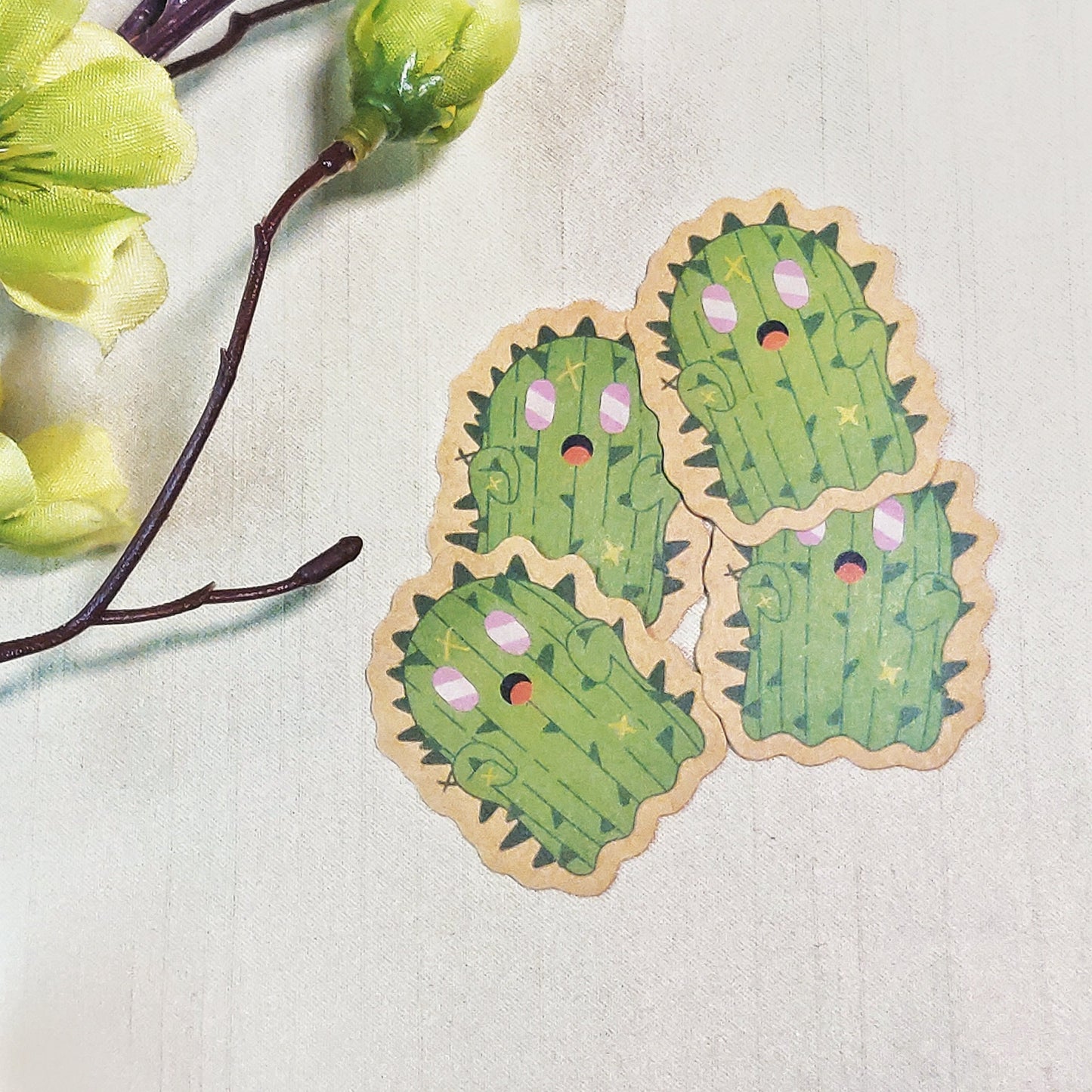 Cactus Ghost Kraft Paper Stickers