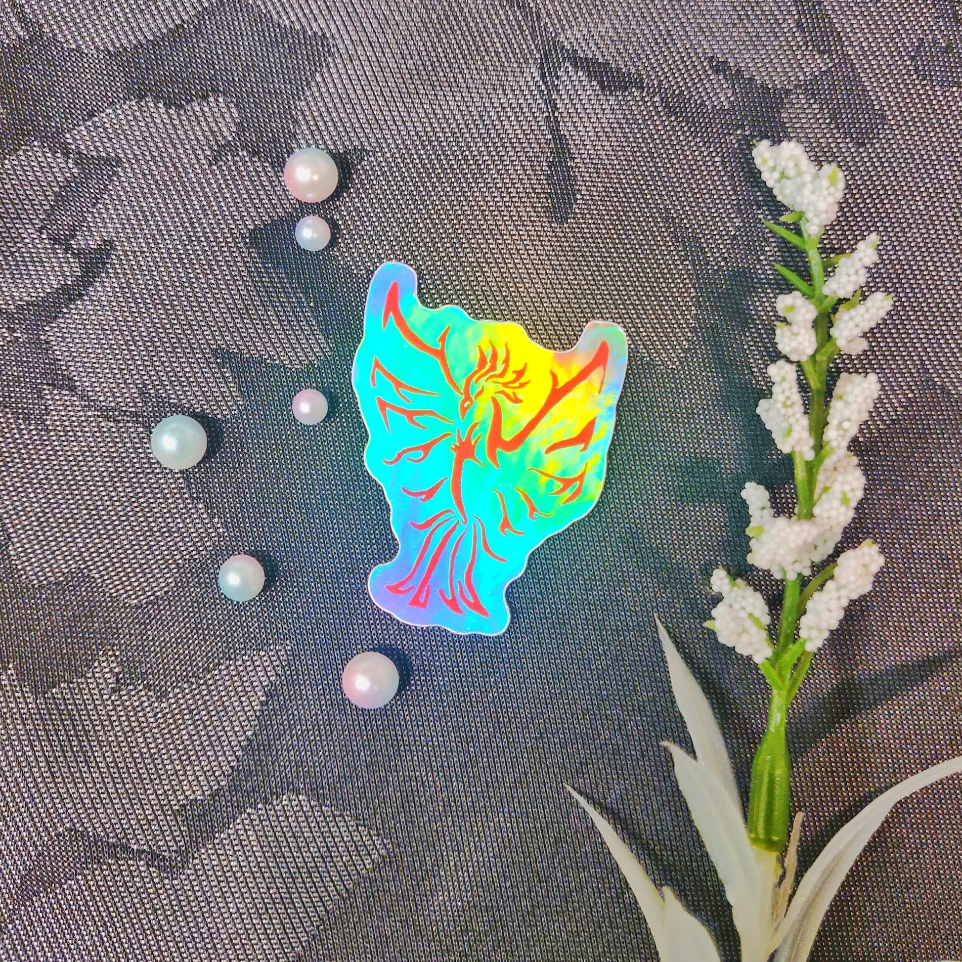 Red Phoenix Holographic Sticker