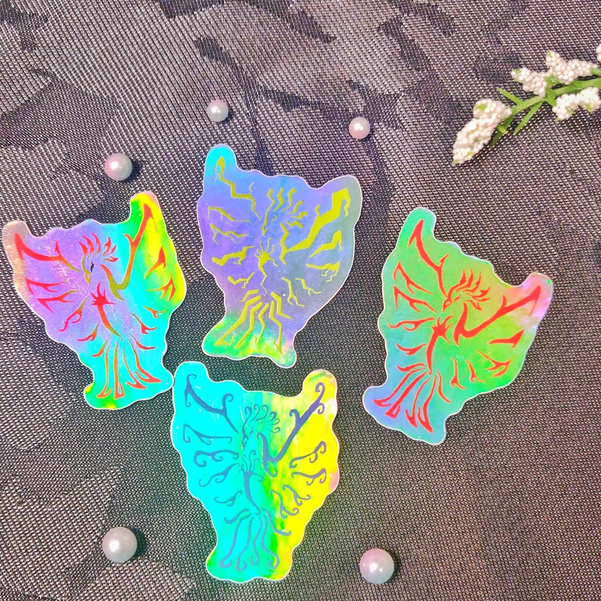 Set of Four Phoenix Holographic Sticker