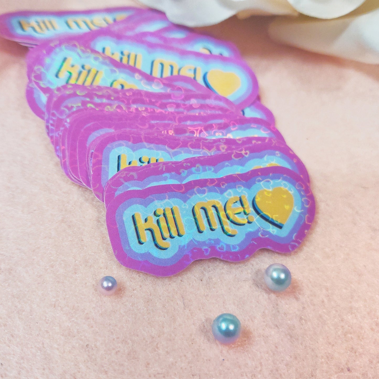 Kill Me! Holographic Heart Stickers