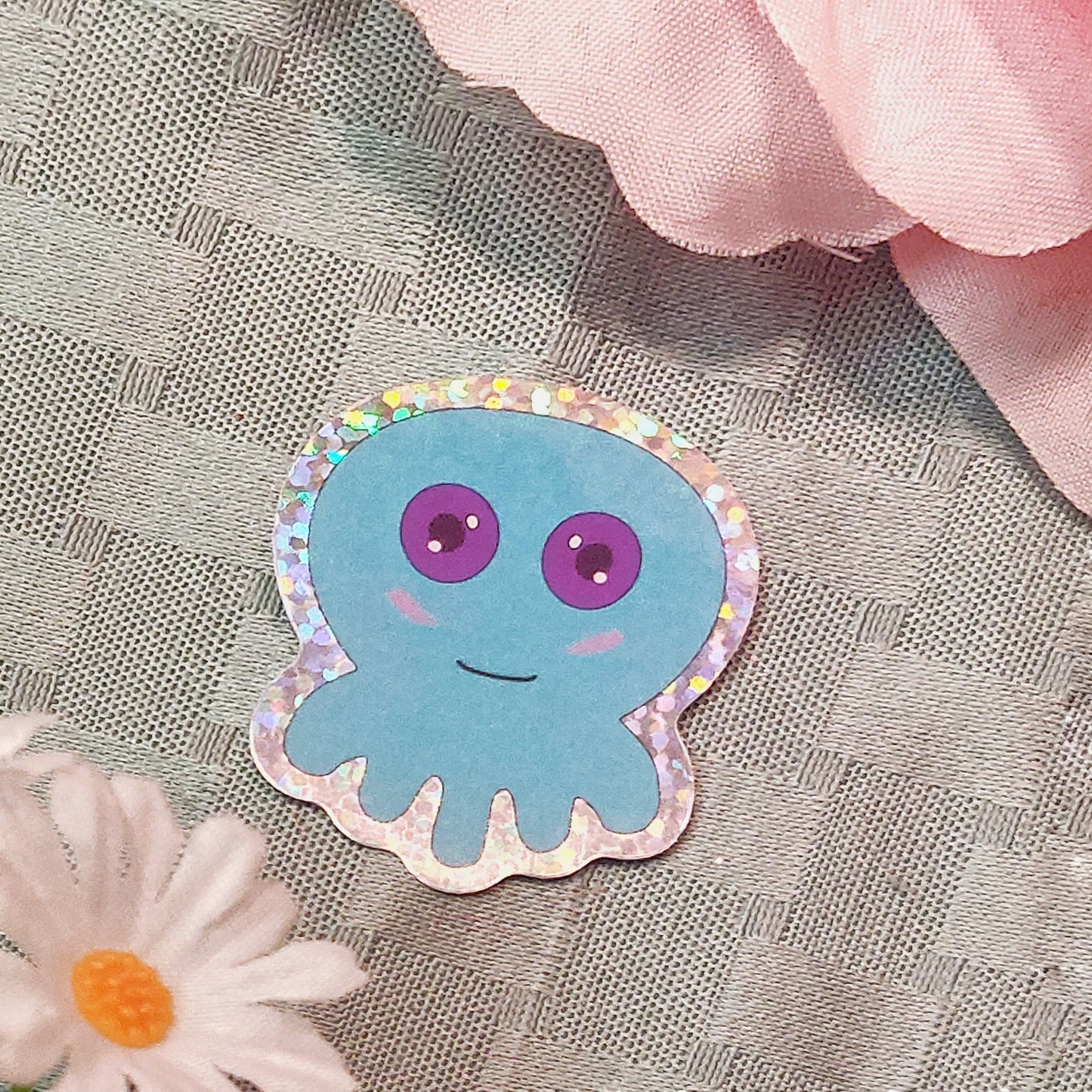 Octopus holographic glitter sticker