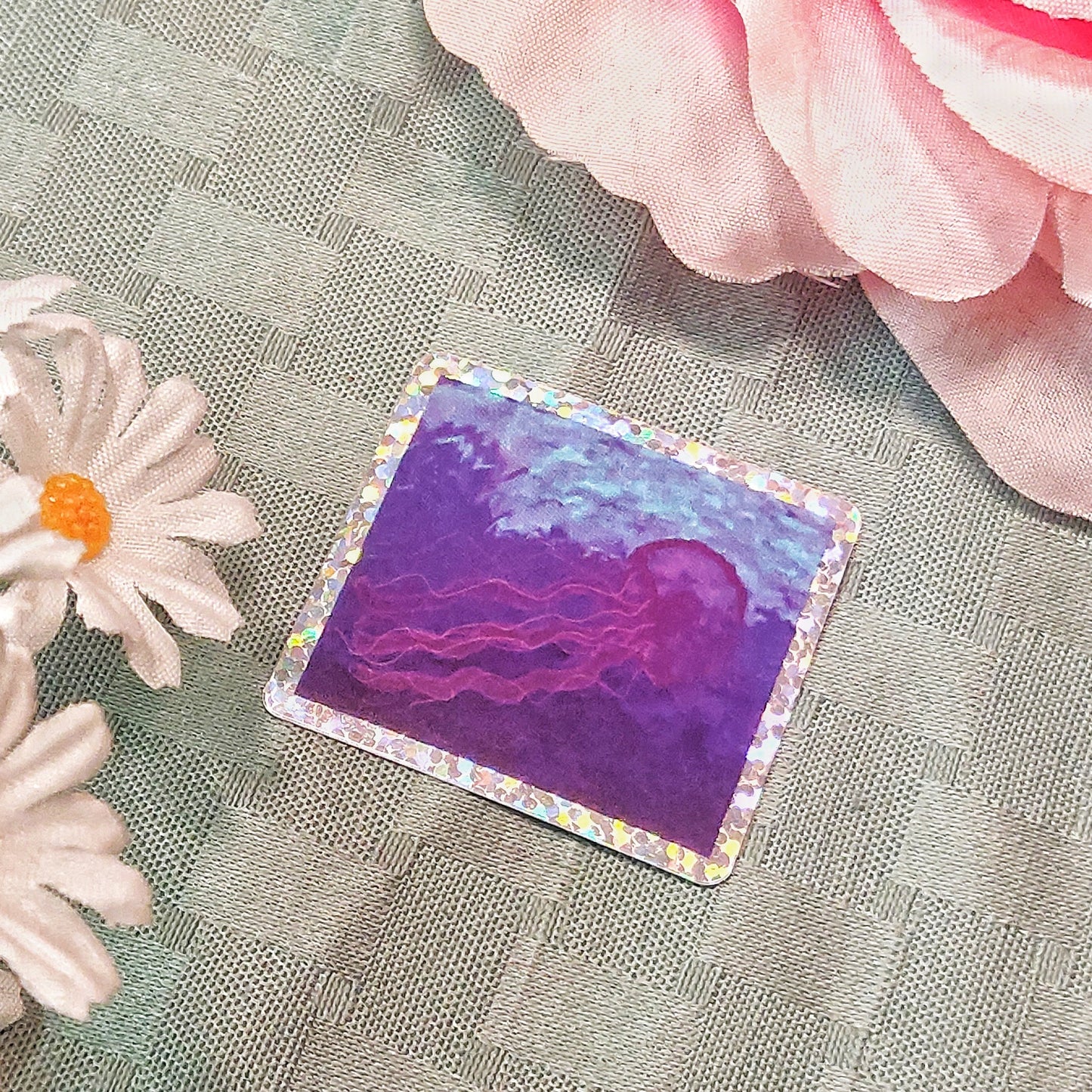 Jellyfish holographic glitter sticker