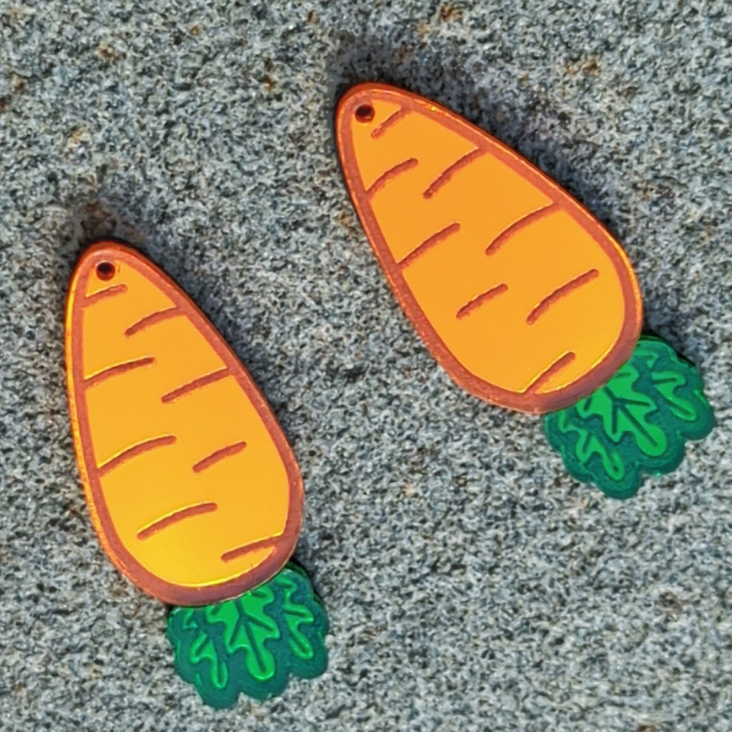 Orange Carrot Dangle Earrings With Green Leaves