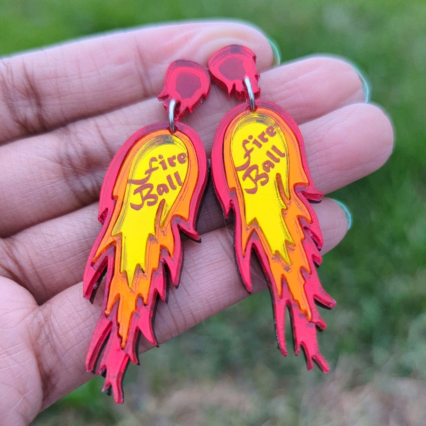 Fireball Red Orange and Yellow Earrings