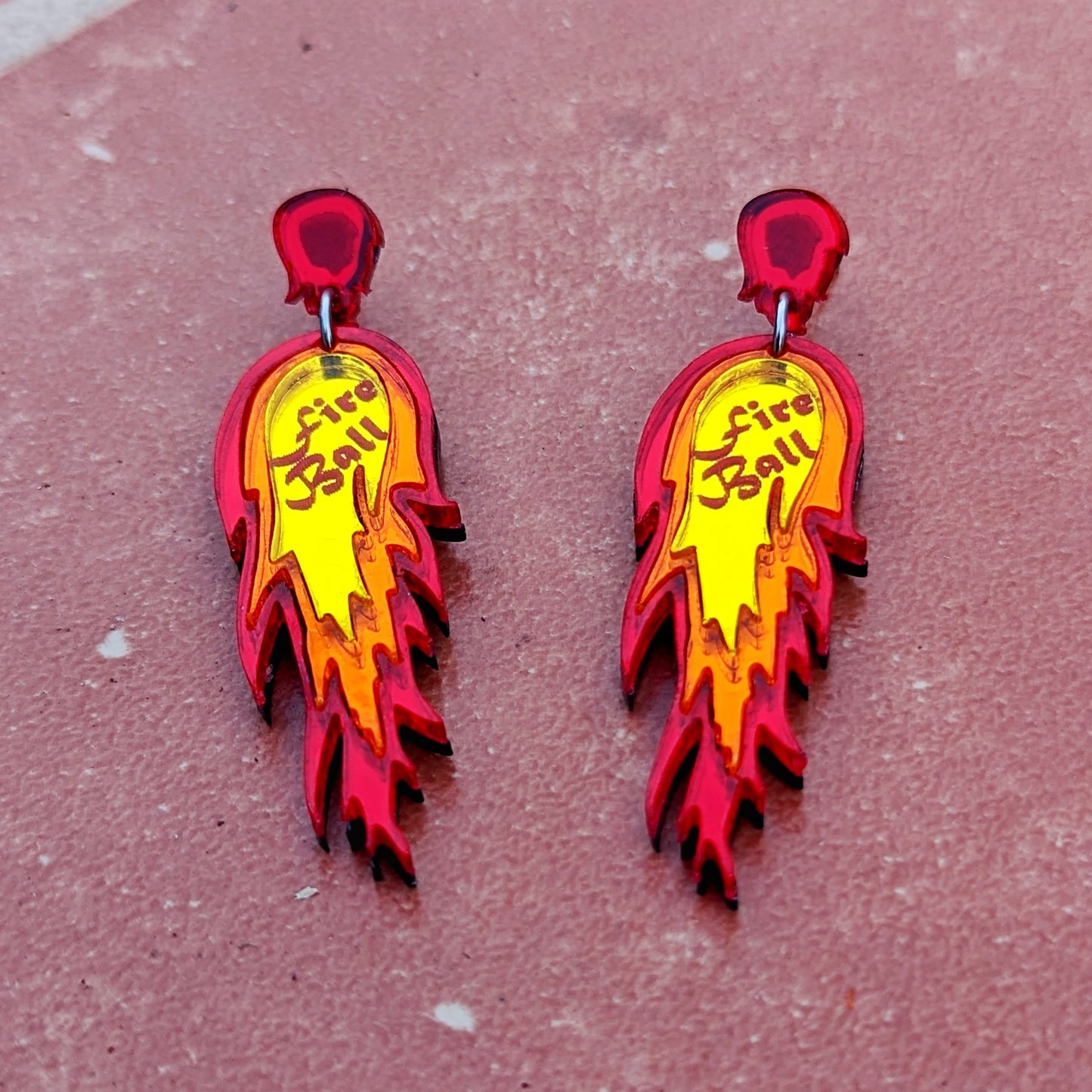 Fireball Red Orange and Yellow Earrings