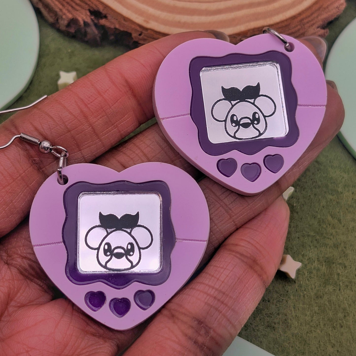 Heart Virtual Pet Statement Earring