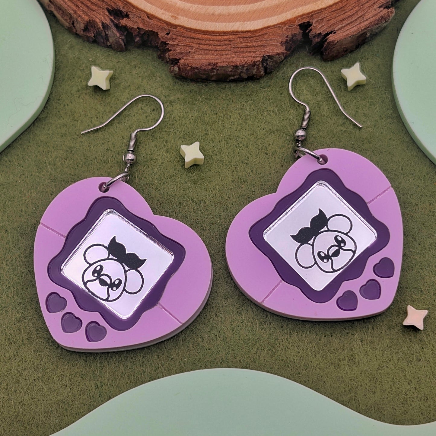 Heart Virtual Pet Statement Earring