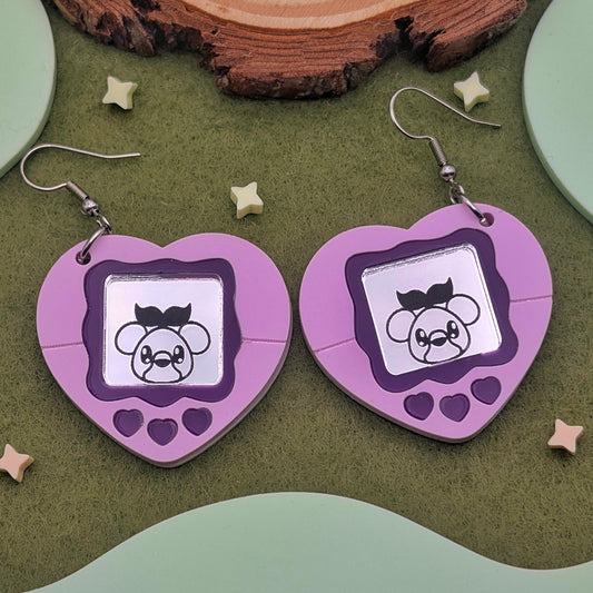 Heart Virtual Pet Statement Earring