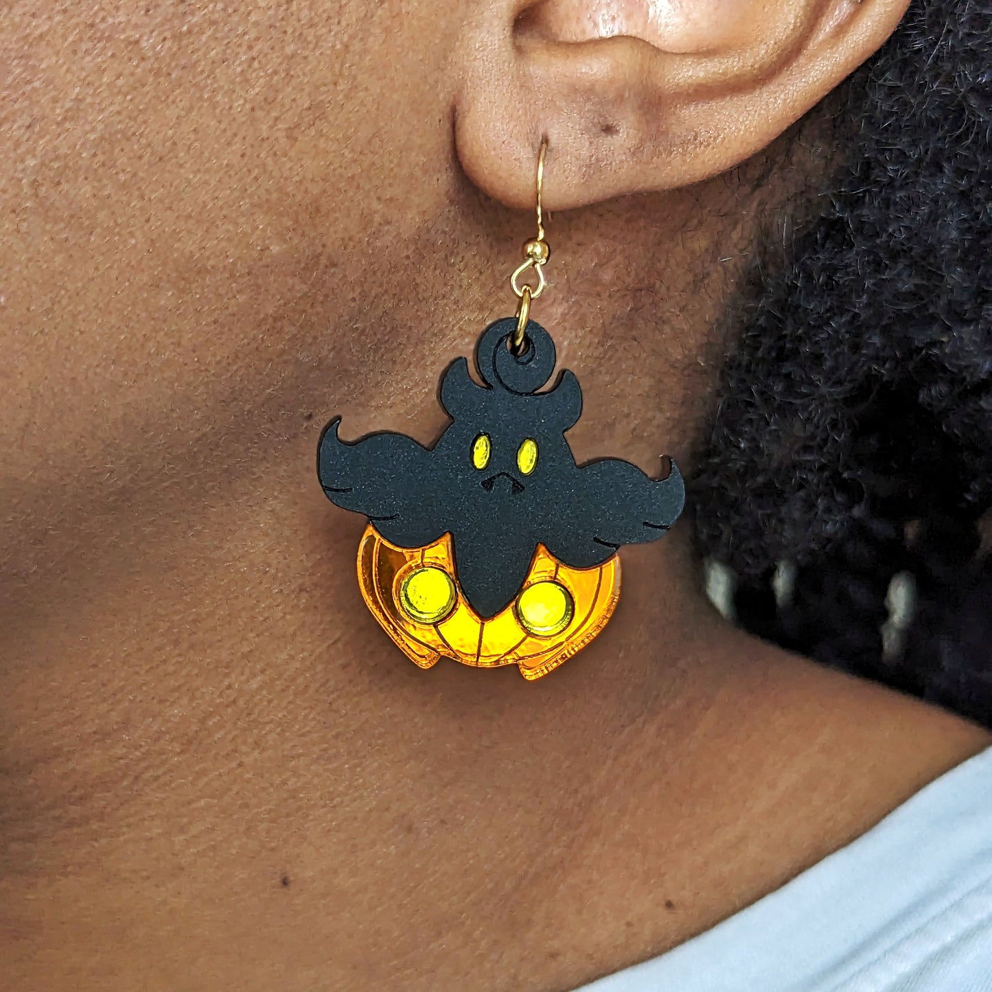 Shiny Pumpkin Boo Earrings