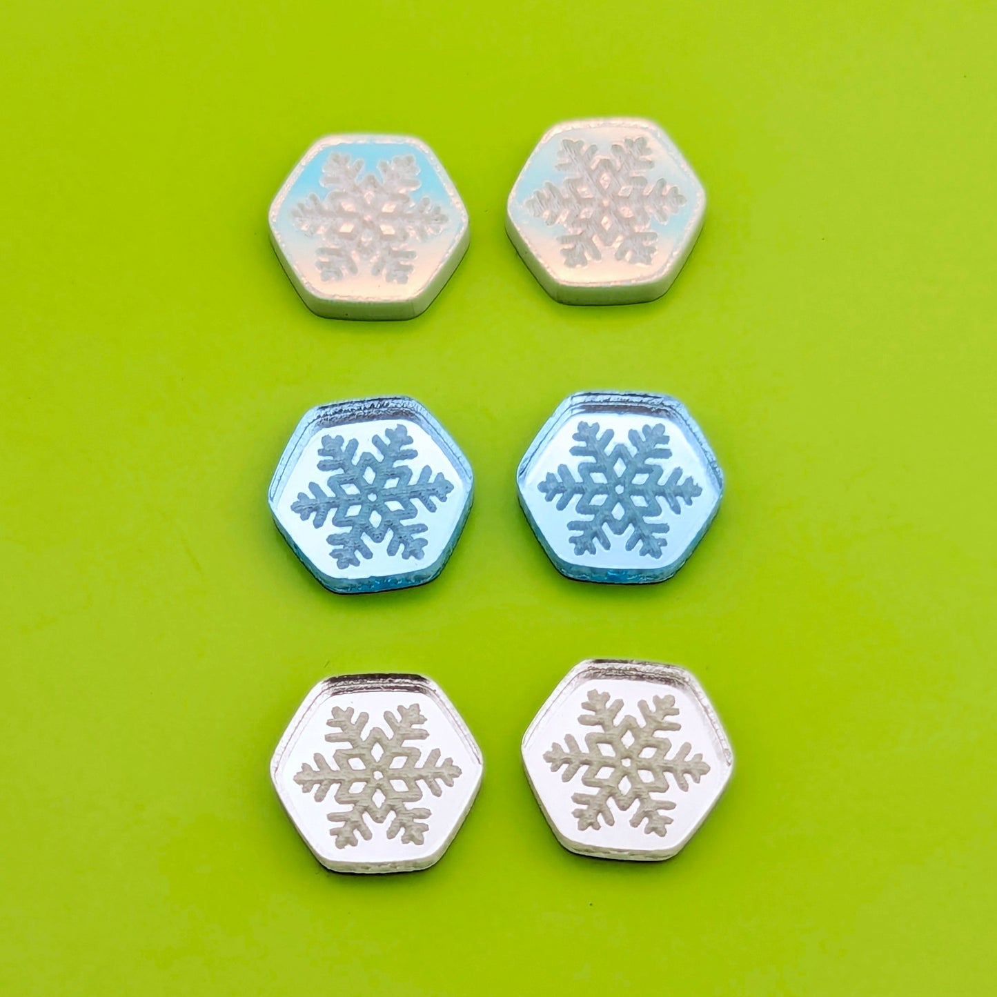 Snowflake Hexagon Stud Earrings