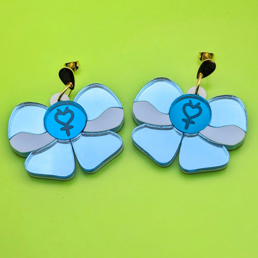 Mercury Scout Bow Blue Statement Earrings