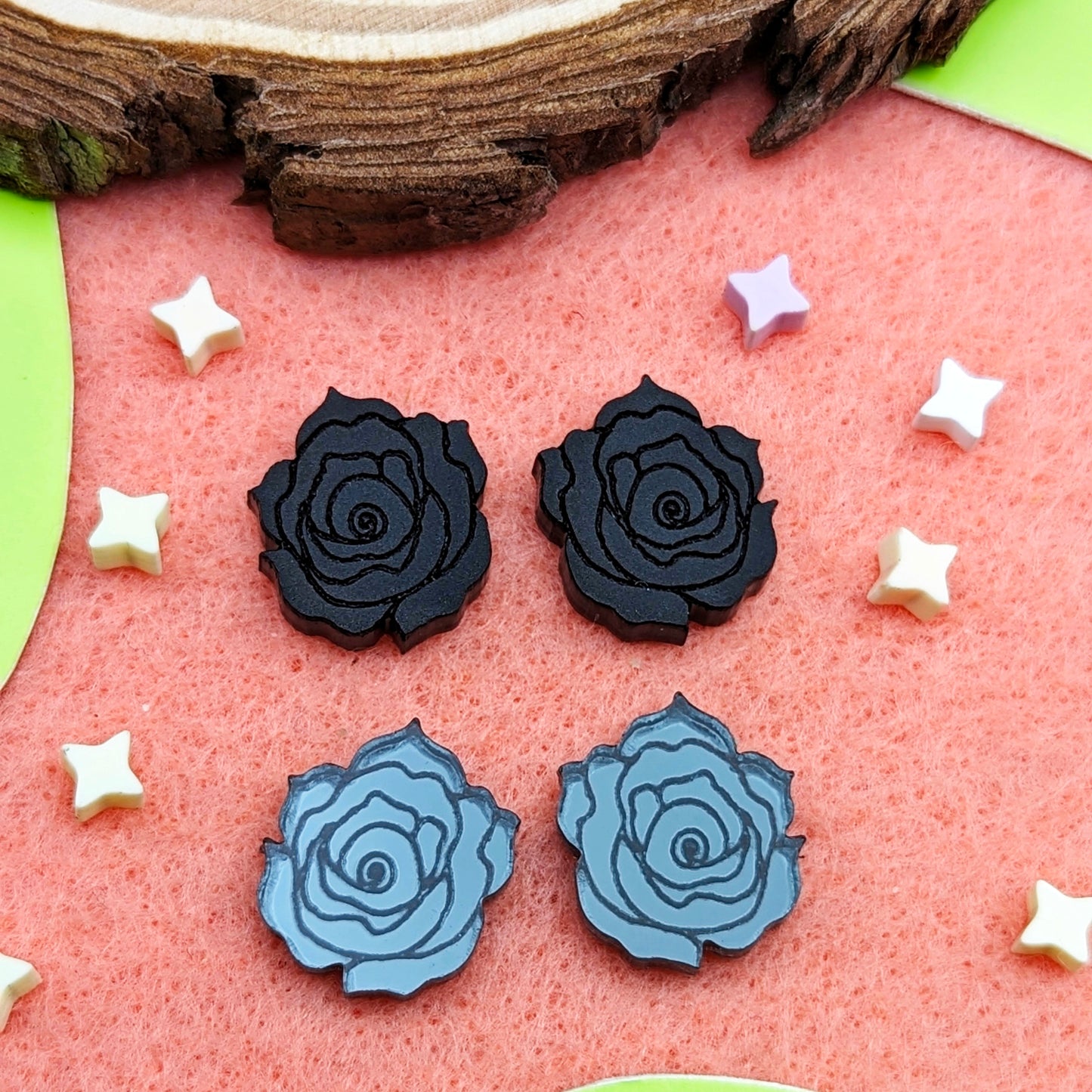 Black Rose Stud Earrings