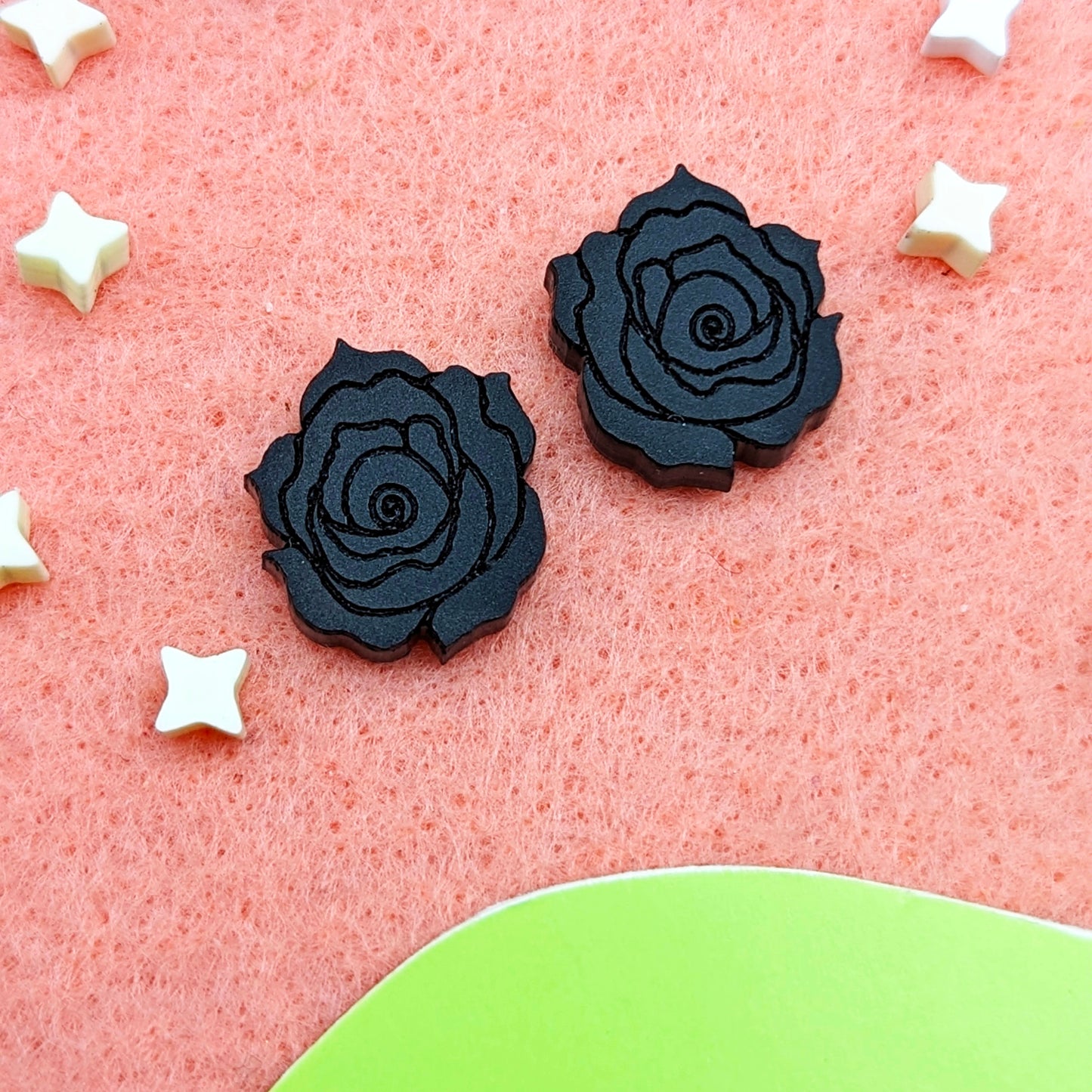 Black Rose Stud Earrings