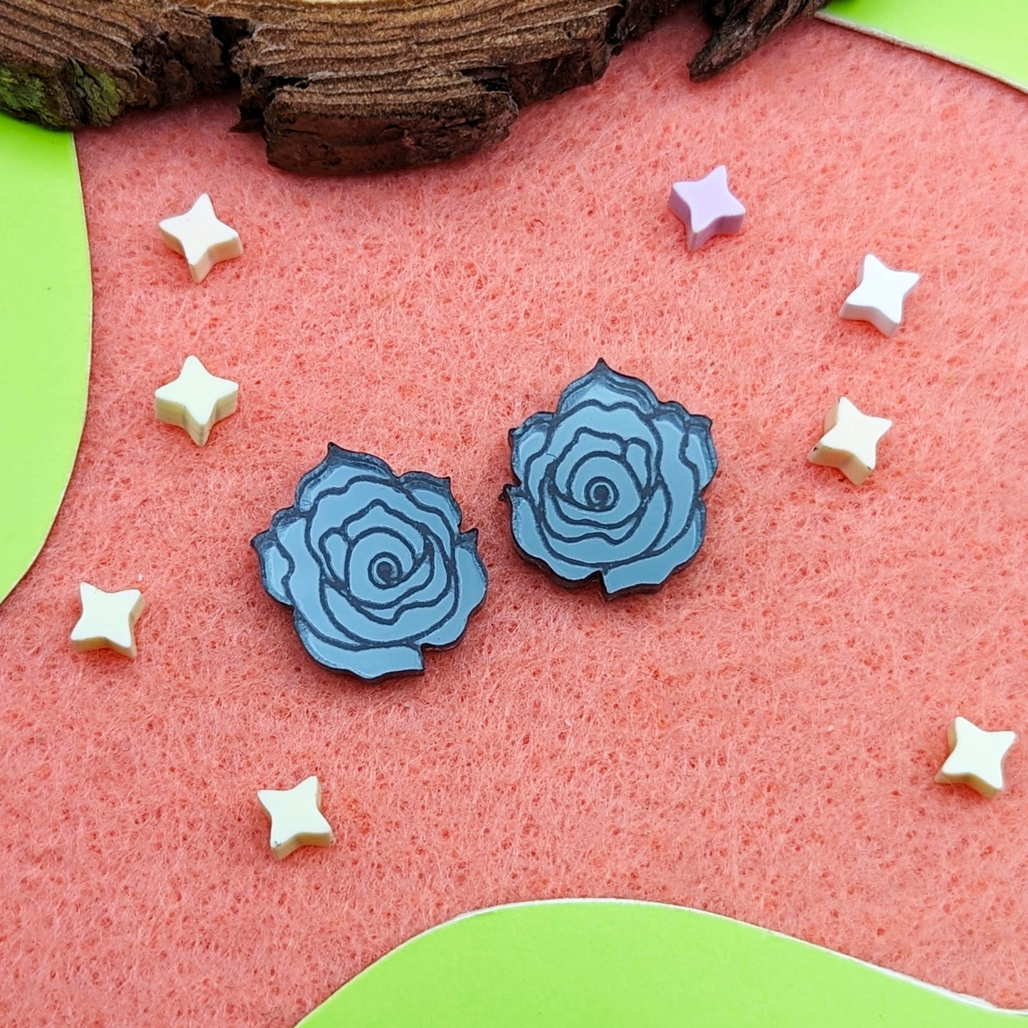 Black Rose Stud Earrings