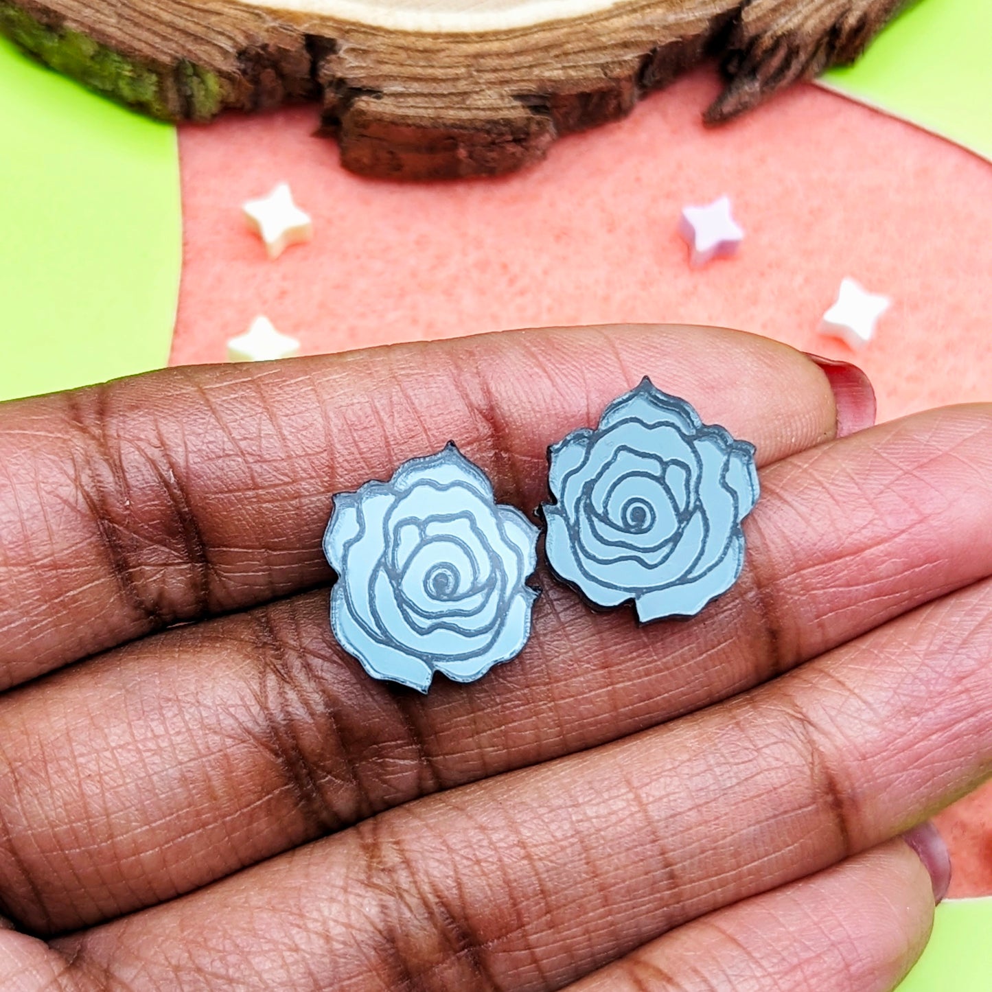 Black Rose Stud Earrings