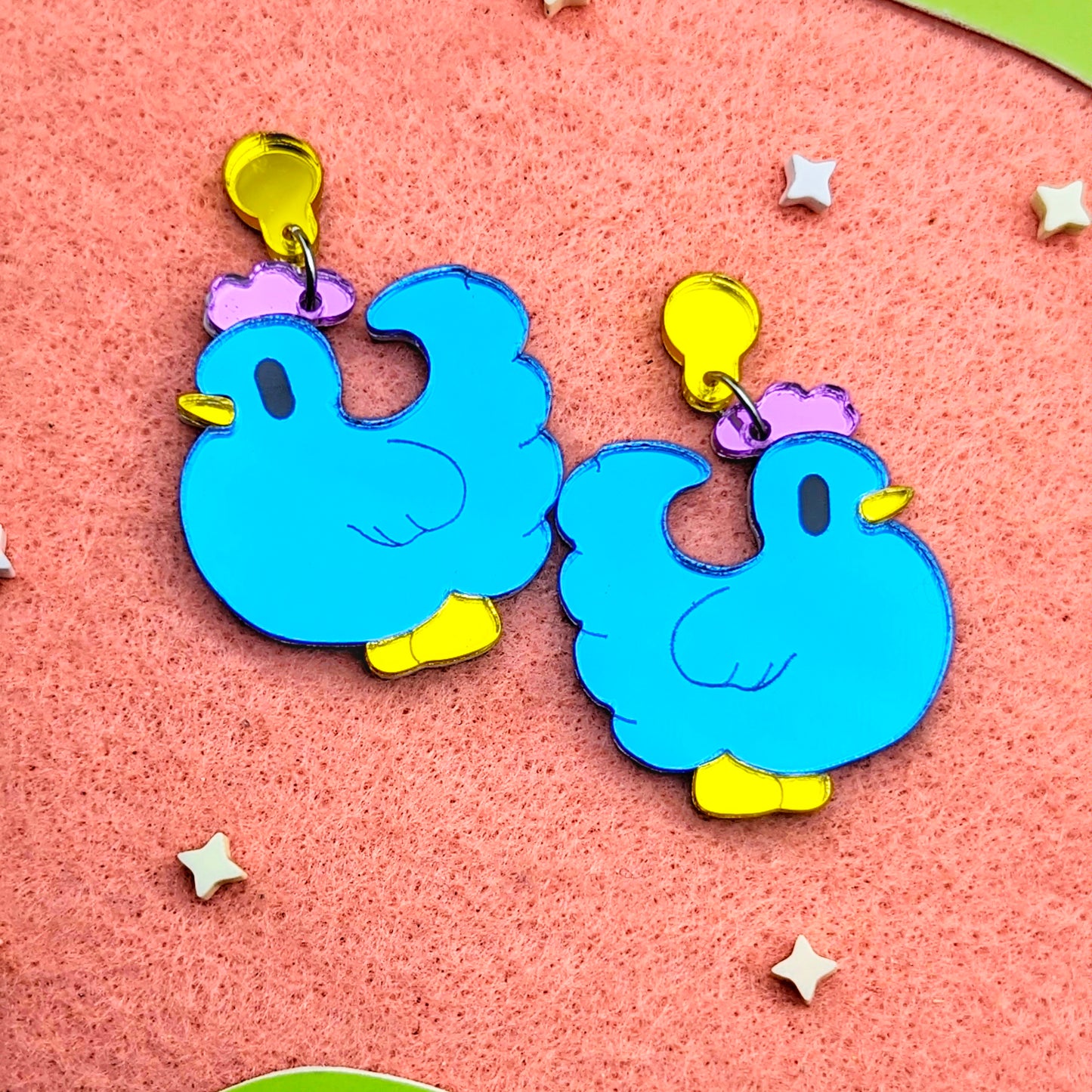 Blue Chicken Statement Earrings