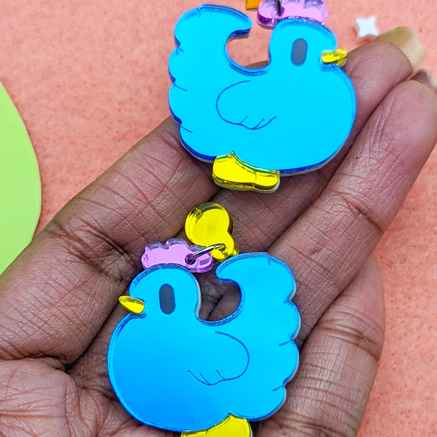 Blue Chicken Statement Earrings