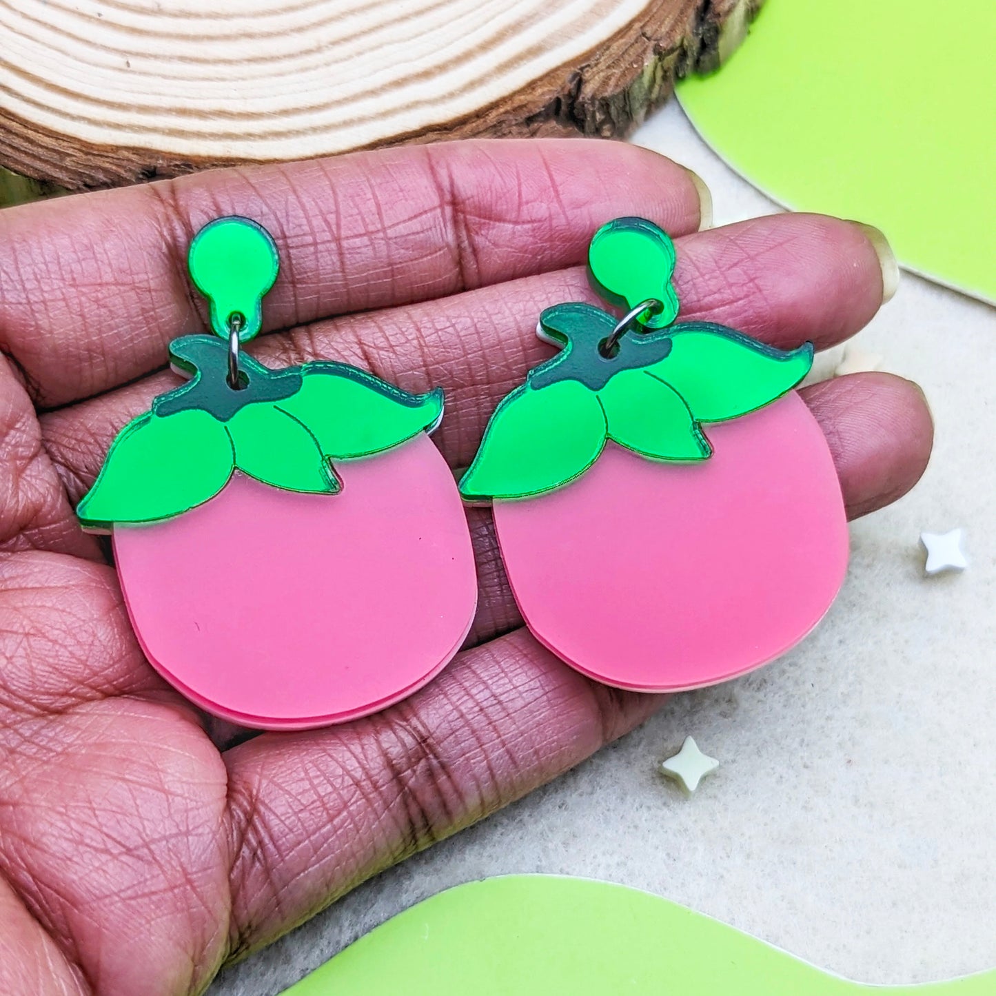 Melon Pink Statement Earrings