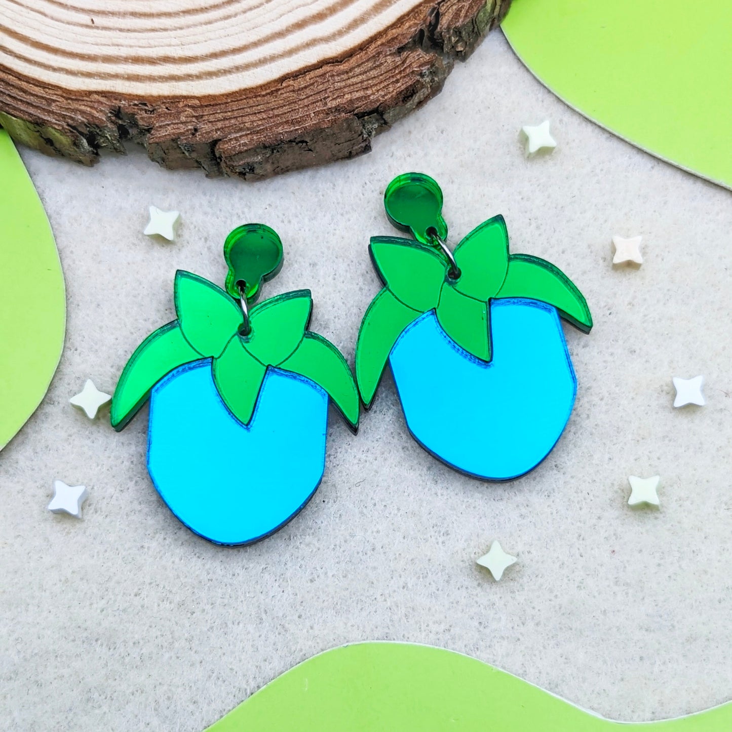 Ancient Fruit Teal Statement Earrings