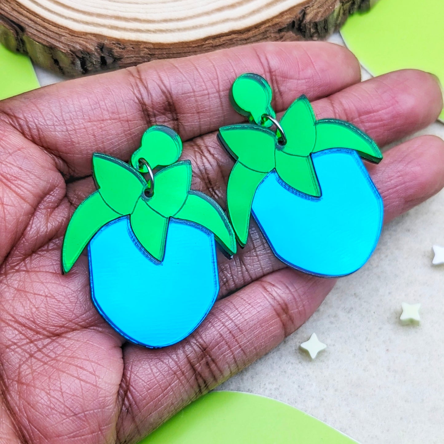 Ancient Fruit Teal Statement Earrings