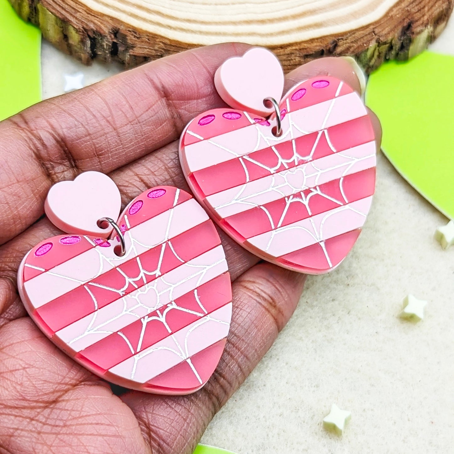 Angel Dust Pink Heart Statement Earrings