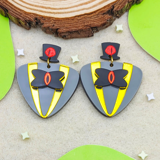 Serpentious Gray and Yellow Statement Earrings