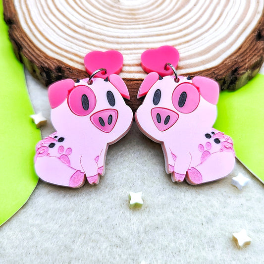 Fat Pig Cute Pink Earrings