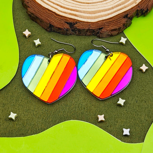 Prismatic Heart Rainbow Pride Earrings