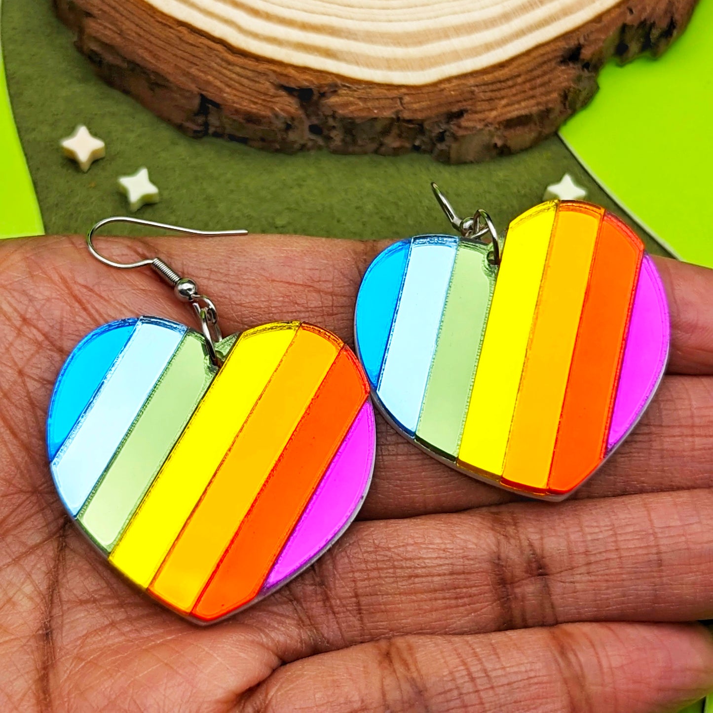 Prismatic Heart Rainbow Pride Earrings