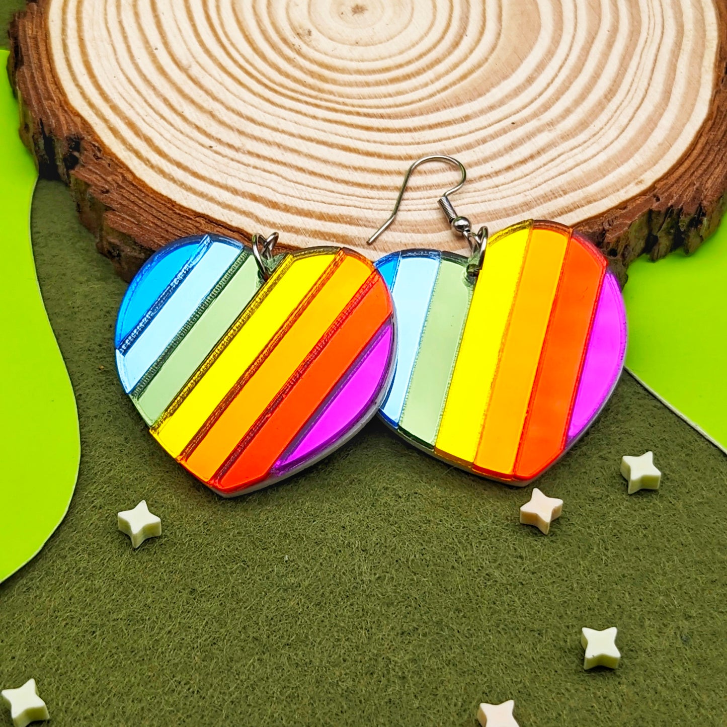 Prismatic Heart Rainbow Pride Earrings