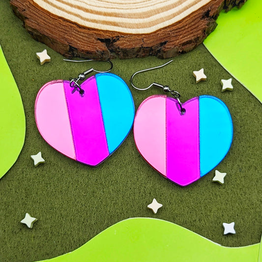 Bi Flag Heart Pride Earrings