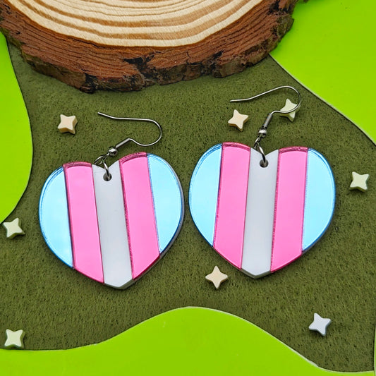 Trans Flag Heart Pride Earrings