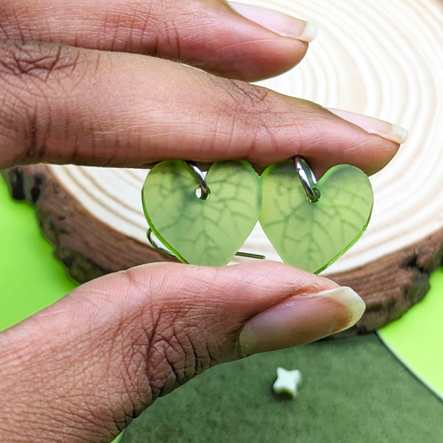 Mini Heart Leaf Earrings