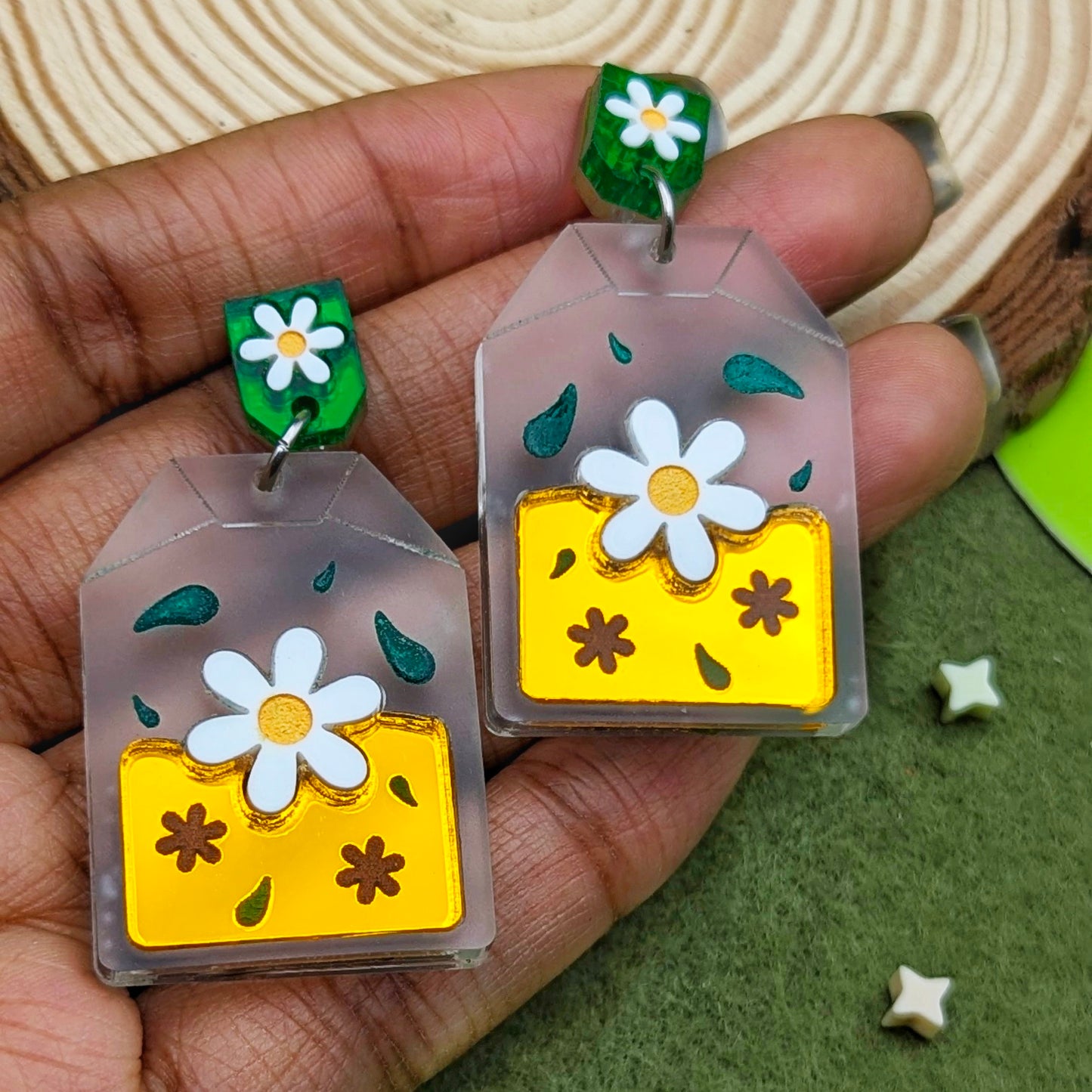 Flower Tea Statement Earrings