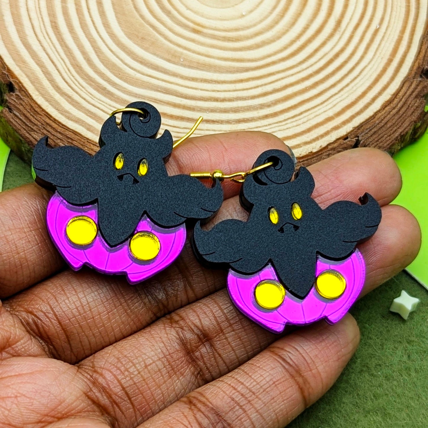 Shiny Pumpkin Boo Earrings