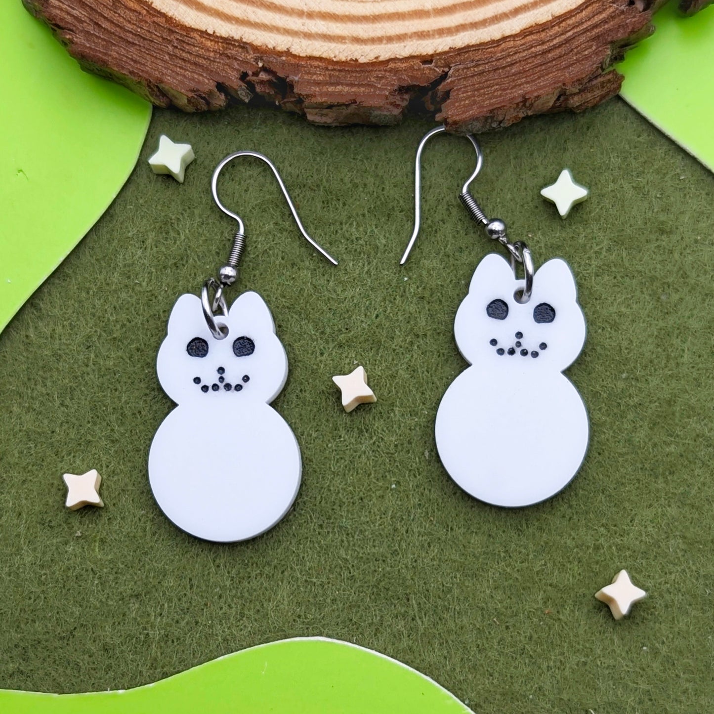 Snowy Kitty Statement Earrings