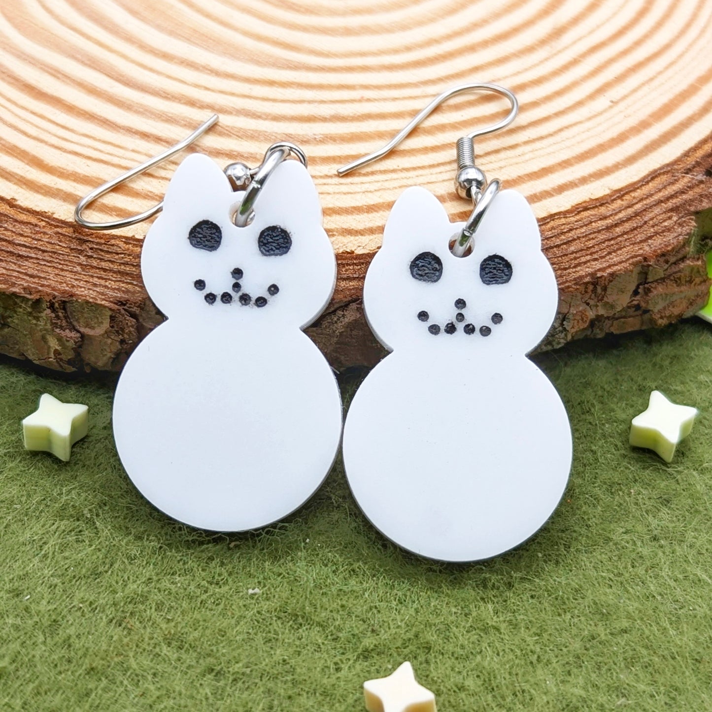 Snowy Kitty Statement Earrings