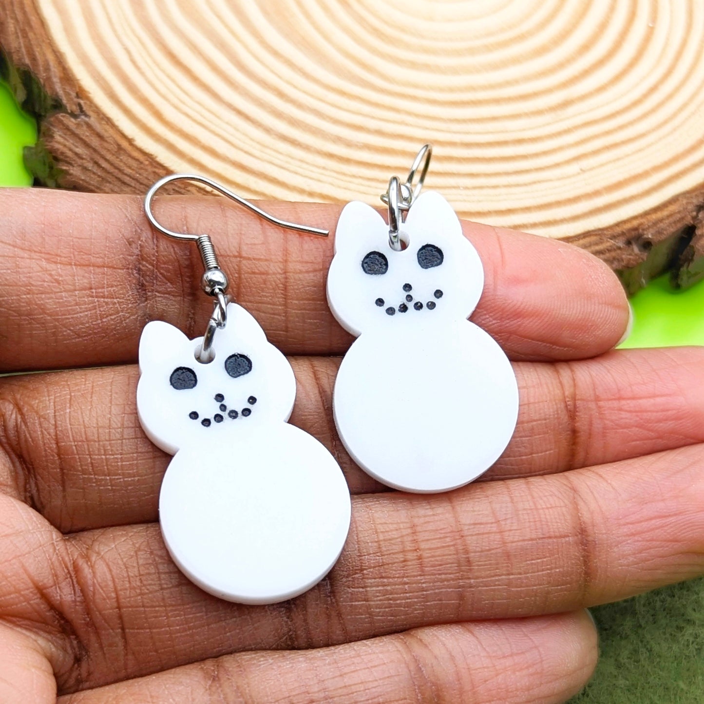 Snowy Kitty Statement Earrings